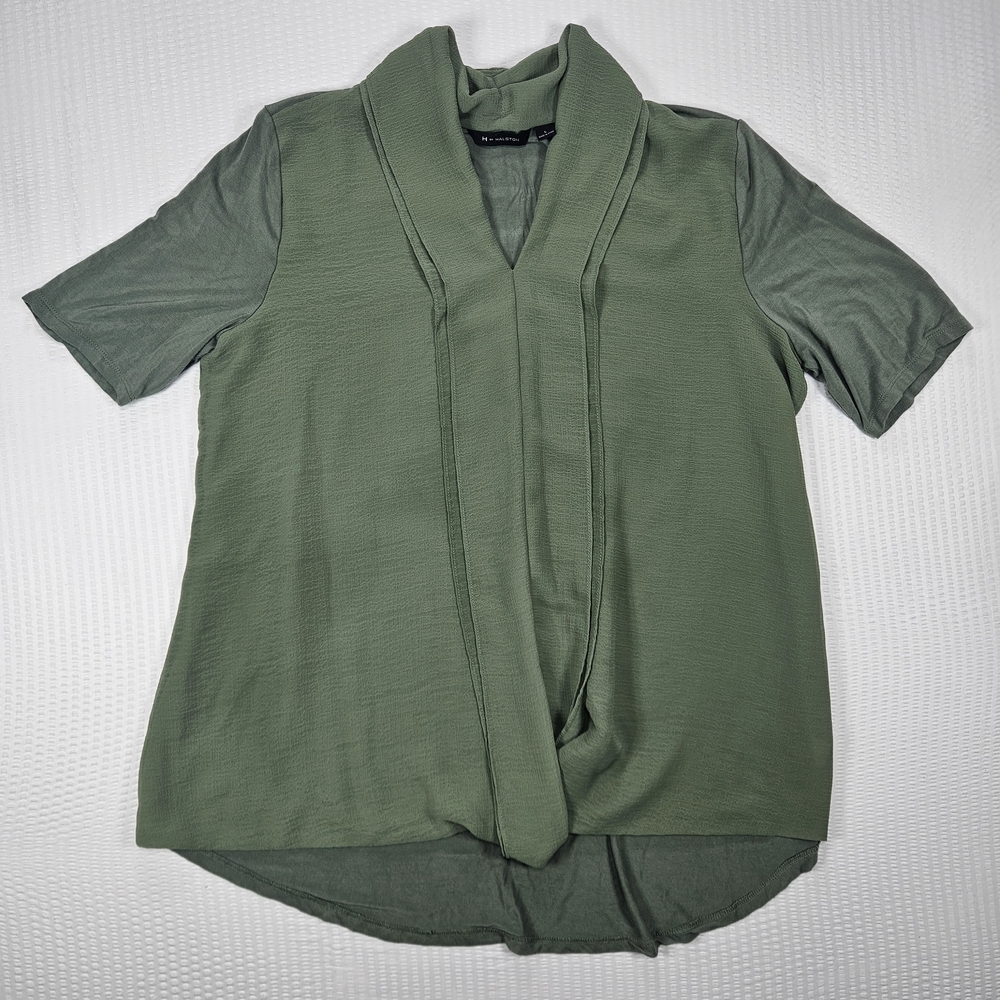 H by Halston Sage Green Tunic Top Size L Short Sleeve